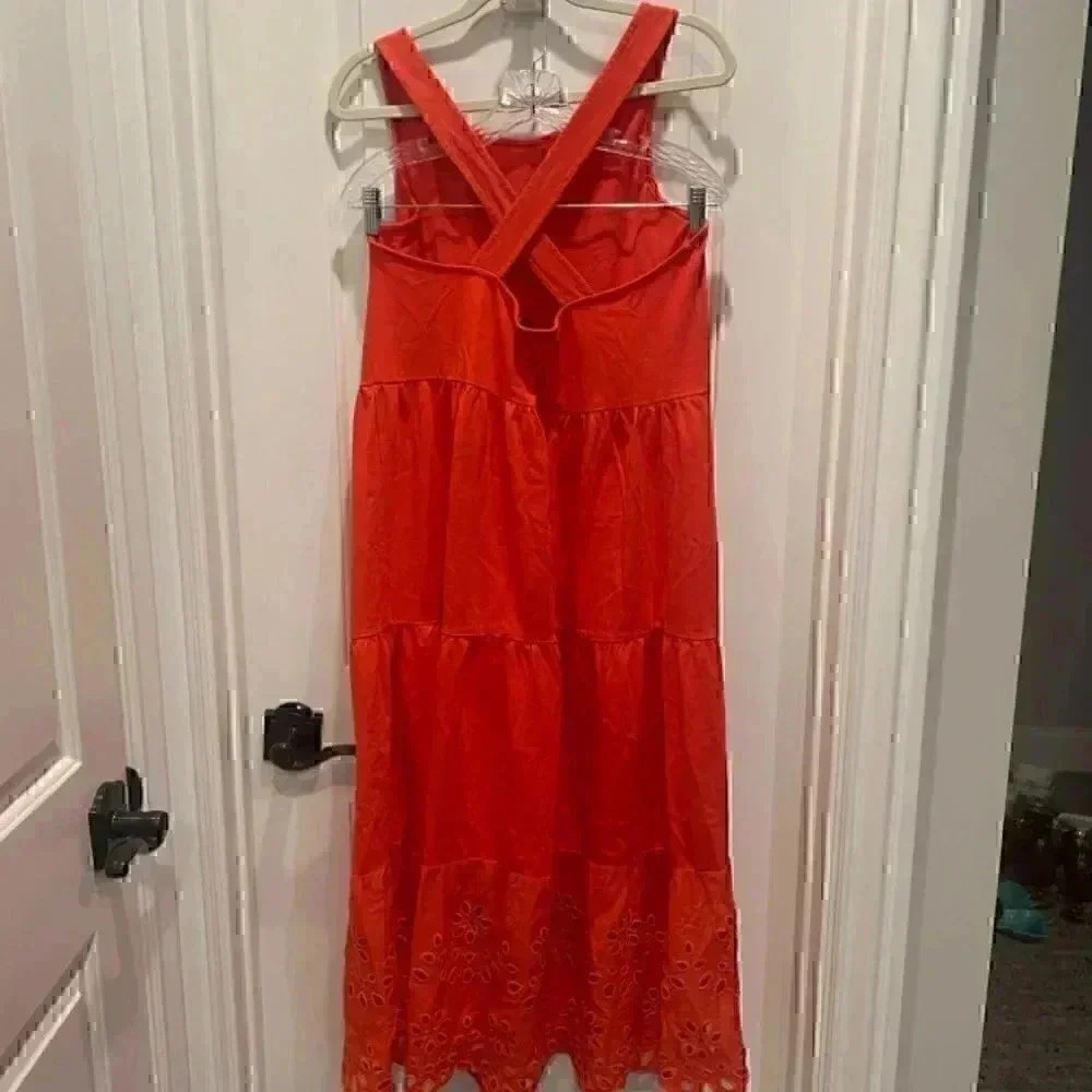J. CREW ORANGE MAXI DRESS WITH CUT OUT HEM SIZE MEDIUM - Picture 3 of 3